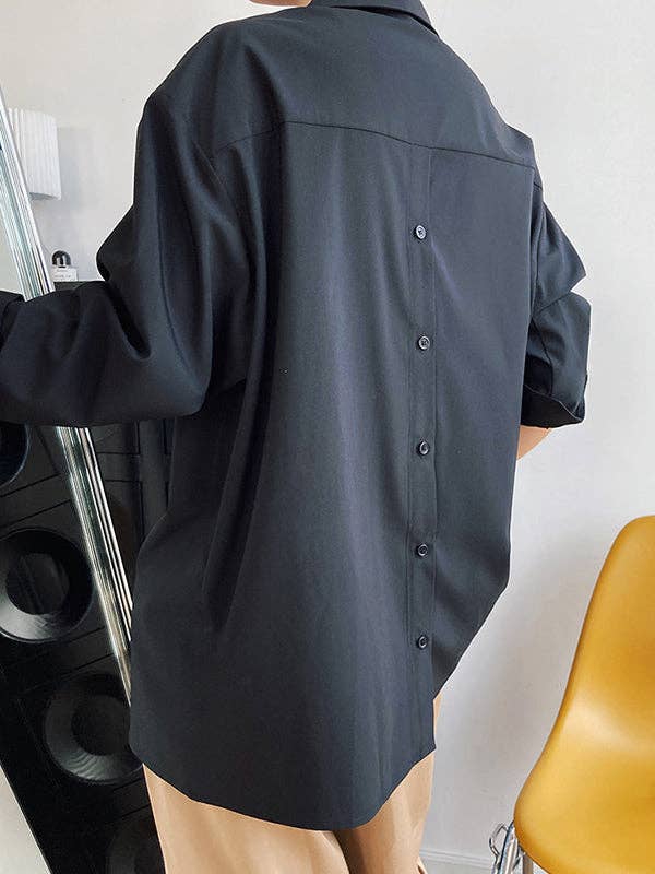 Buttoned Back Blouses: WHITE / M