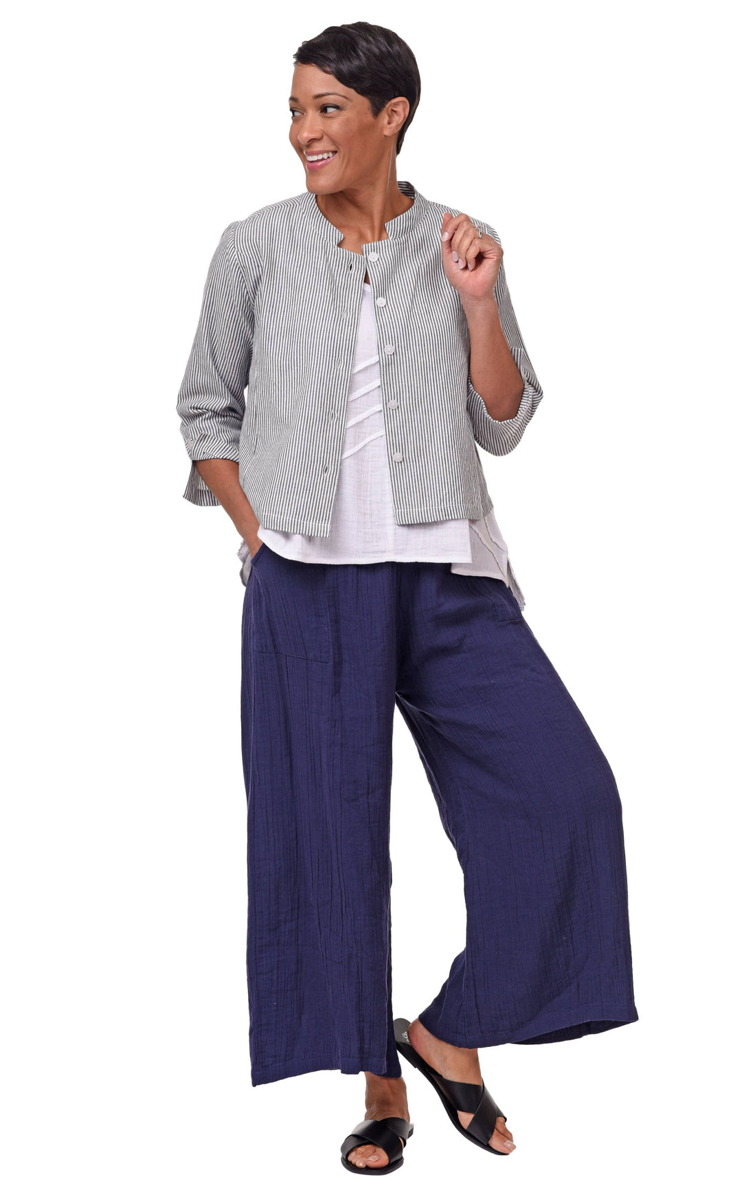 Tulip Clothing - CV13 Dakota Jacket Top in Ticking Stripe*: XS