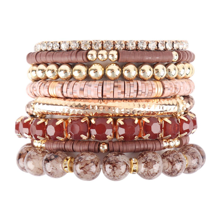 MIX BEAD CHARM STRETCH BRACELET: WHITE