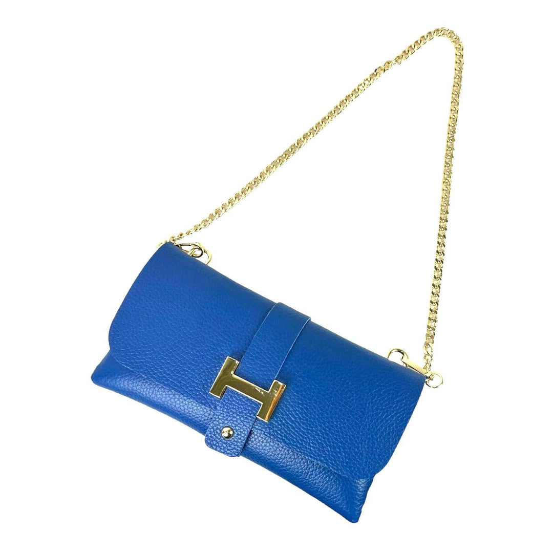 Grain Leather Bag with Chain: White