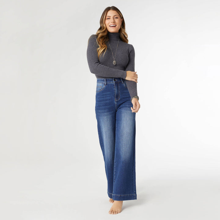 - EverStretch High Rise Wide Leg Dark Denim / M