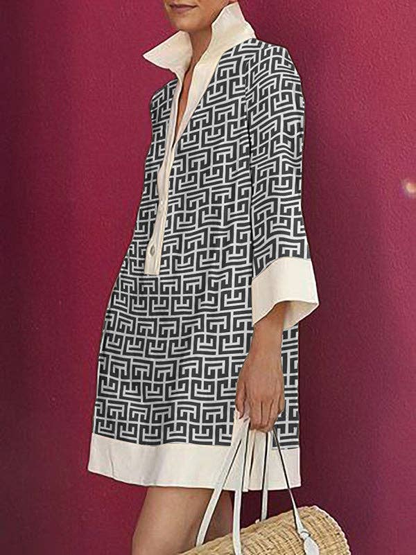 Print Dress: GREEN / S