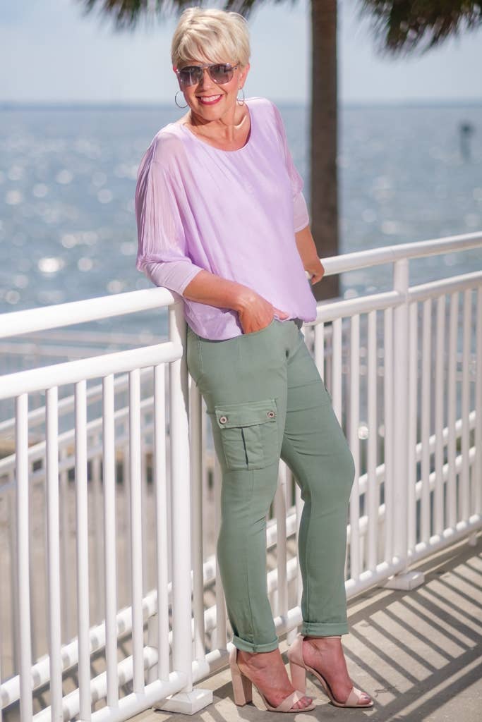 Silk Banded Blouse (BQ206):Army