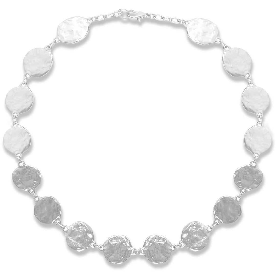 Textured coin layering collar necklace: Silver