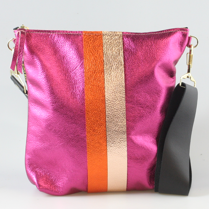 Graham Crossbody: METALLICS!: Gunmetal : Silver/IceBlue