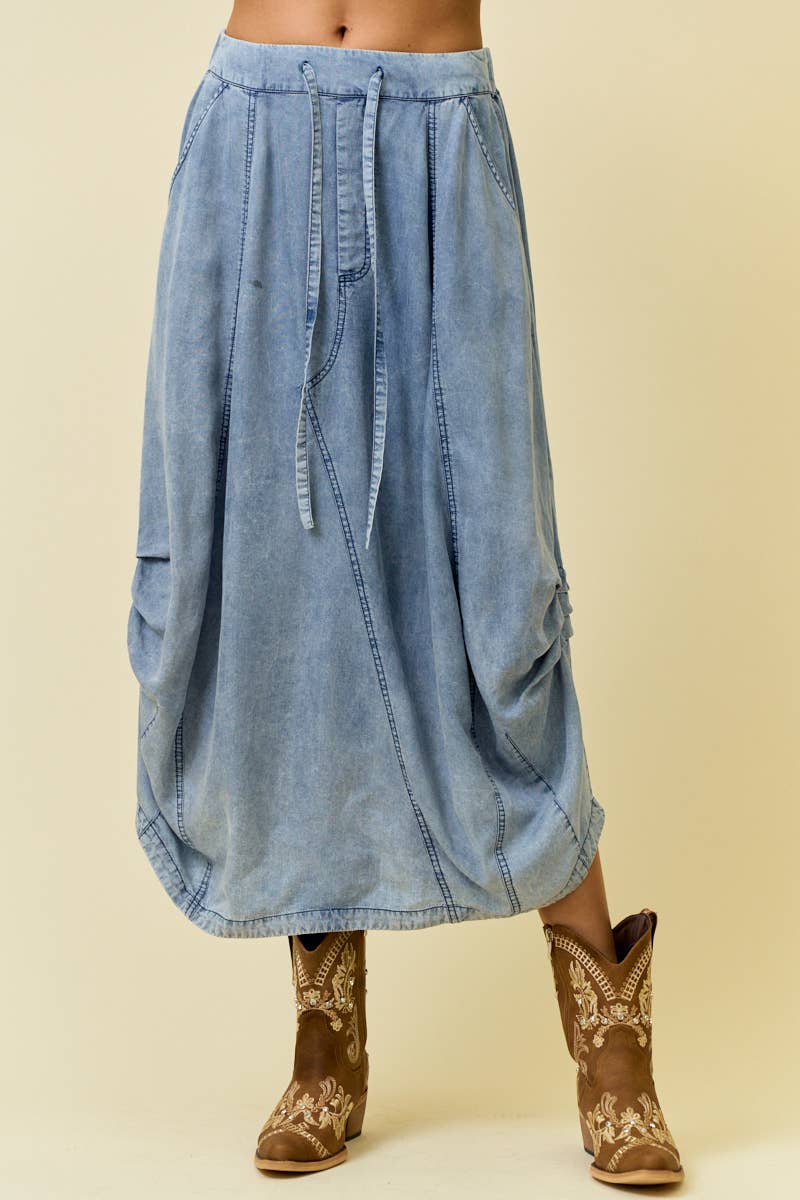 TENCEL SKIRT- 6557S-2: DENIM / S