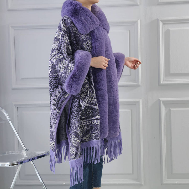 PEACH ACCESSORIES - PE361 Paisley print cape: Beige