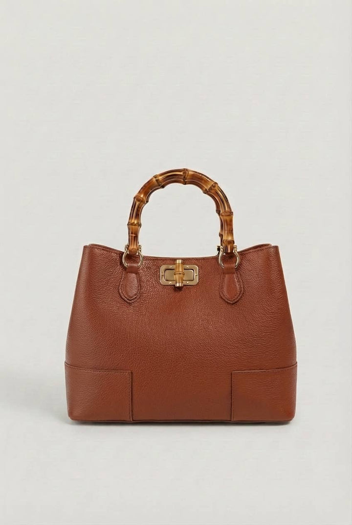 Bamboo Bag in Leather – Made in Italy Nero