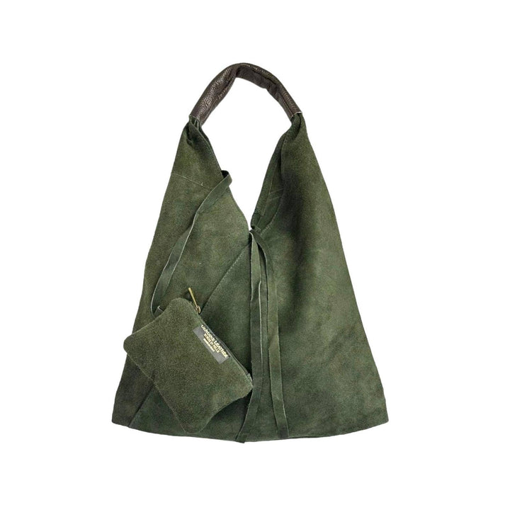 Suede Leather Shoulder Bag: Black