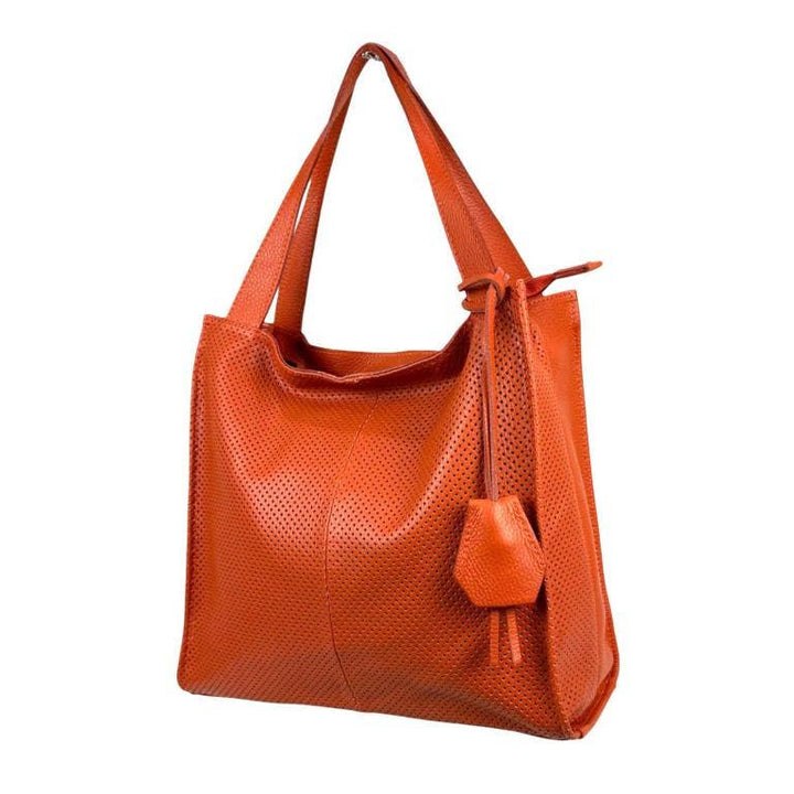 Leather Shopper Bag: Khaki