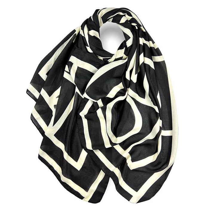 Scarf with Geometric Print Brown