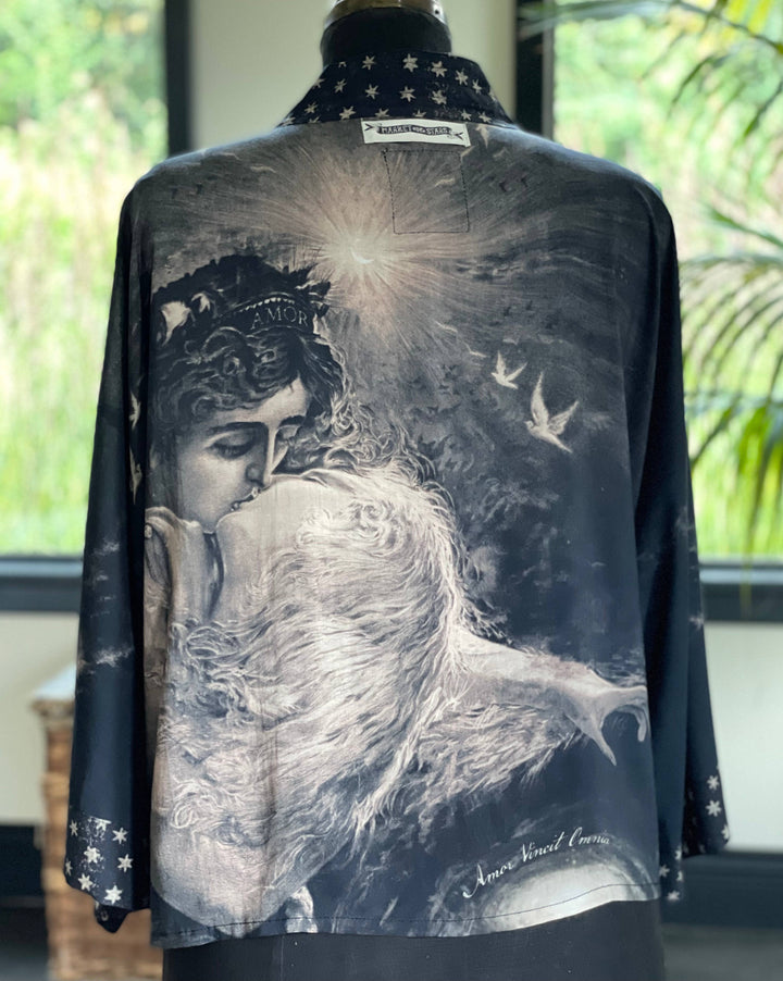 Love Conquers All Cropped Bamboo Kimono Cardigan