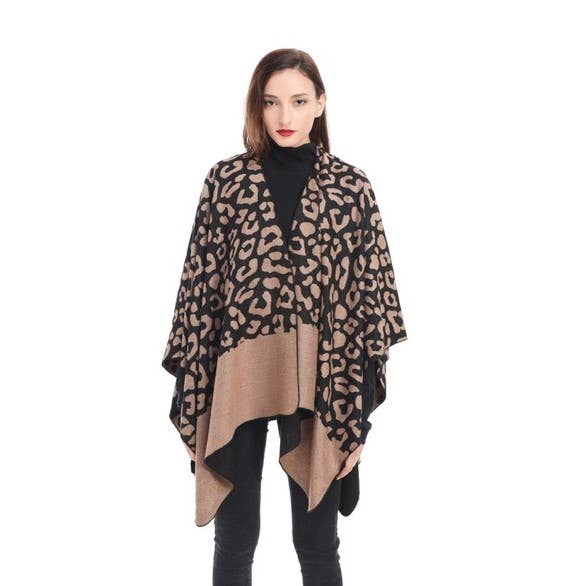 Cheetah Print Reversible Cape: 02 Black