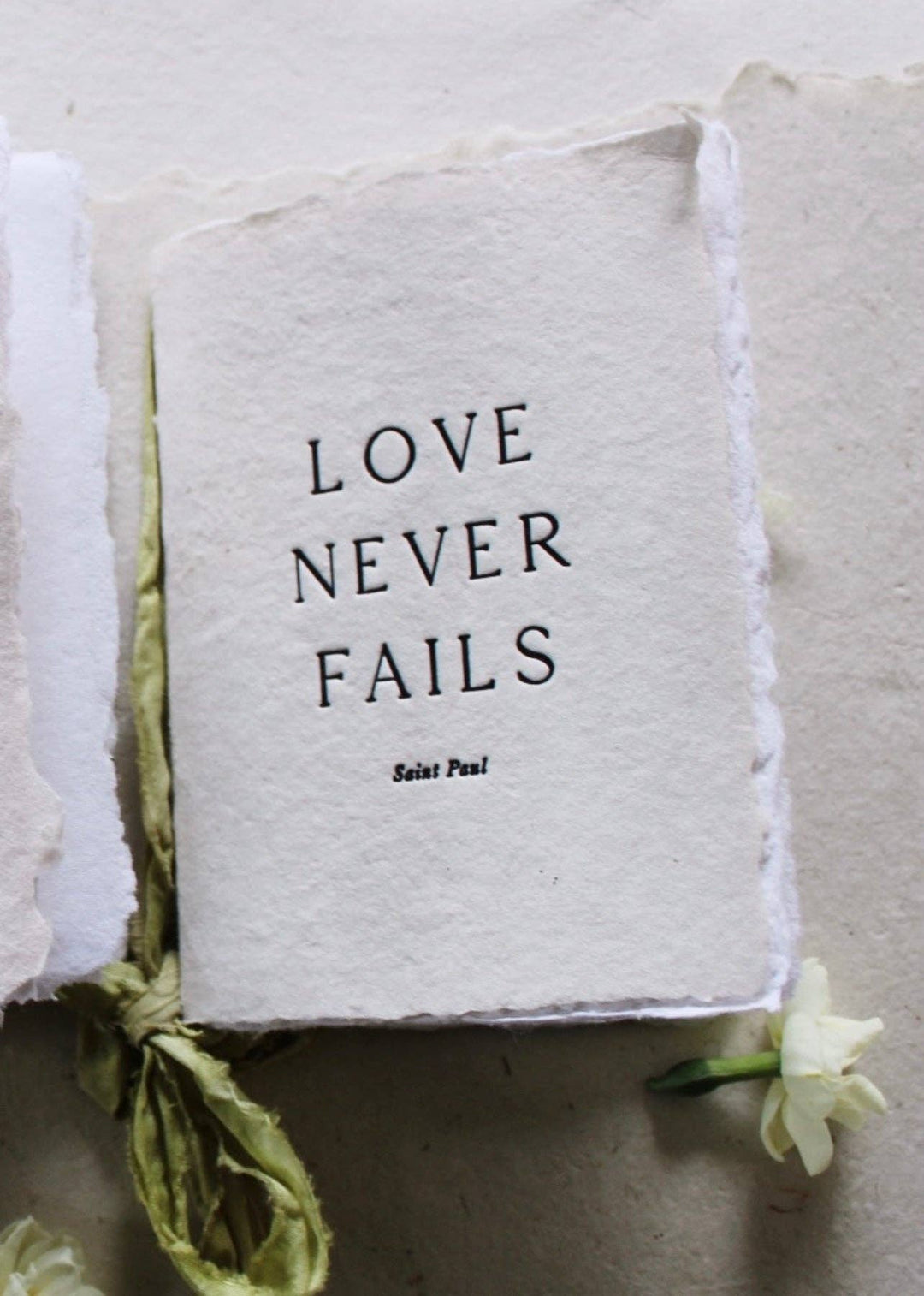 Love Never Fails - Note book pear silk ribbon