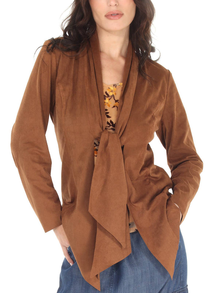 Tie Front Jacket: Chocolate / L