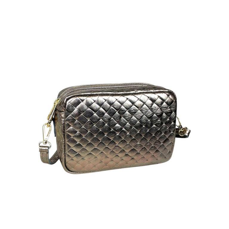 Crossbody Bag in Leather: Silver