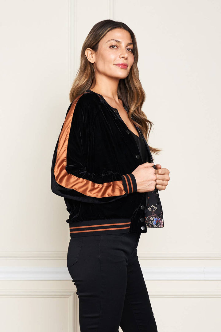 5714-MAJ Velvet Baseball Jkt: Black/ S