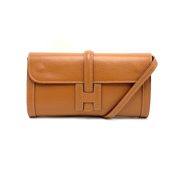 Leather clutch, Made in Italy,112532: Camel
