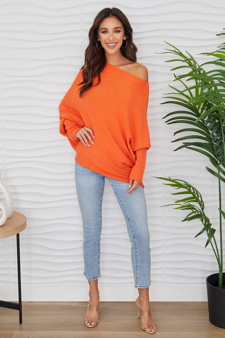 ASYMMETRICAL SWEATER (ORANGE): XS/S