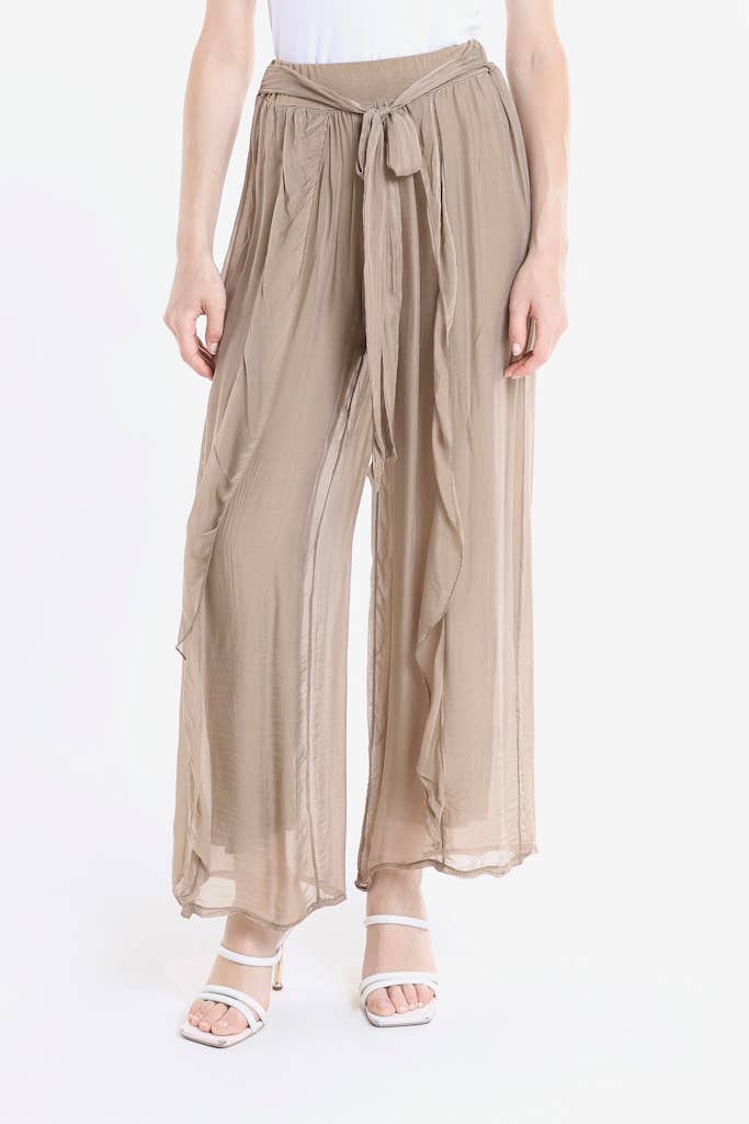 Wrap Front Silk Pant (PL214):Black