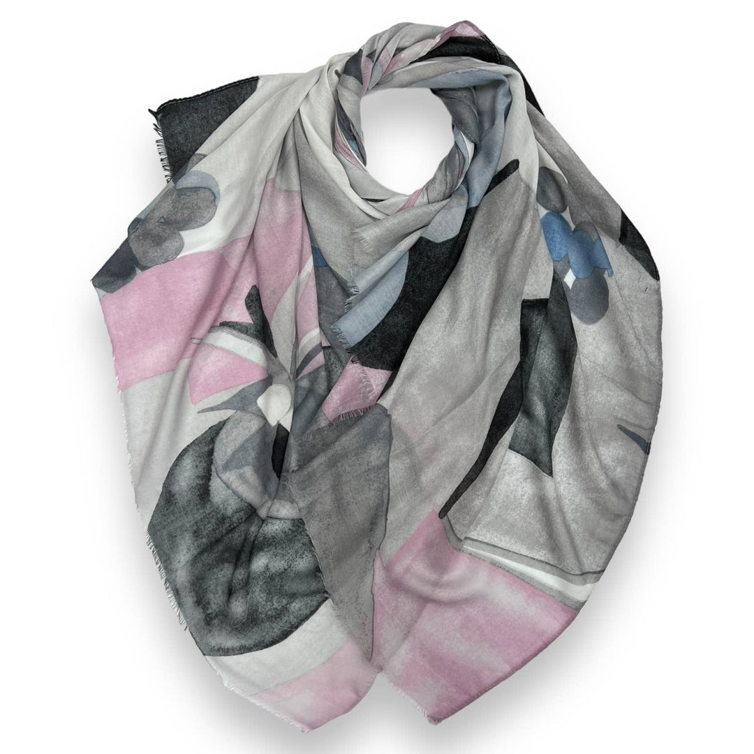 Soft Abstract painting scarf: Grey