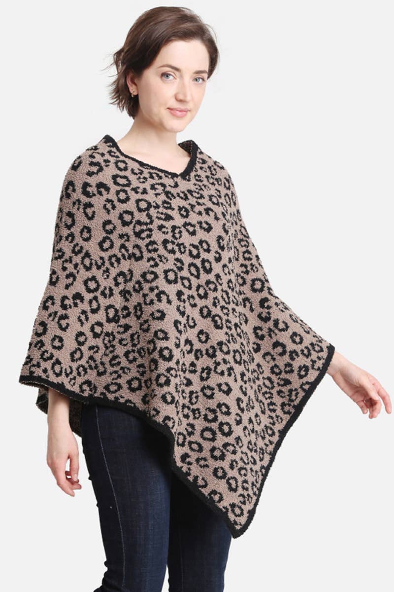 Leopard Poncho: COFFEE / ONE SIZE