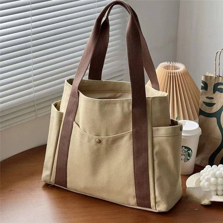 Large Capacity Canvas Shoulder Bag: BLACK