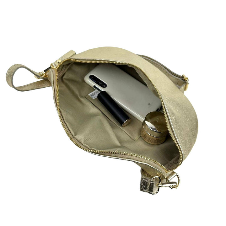 Metallic Italian Leather Waist Bag: Money