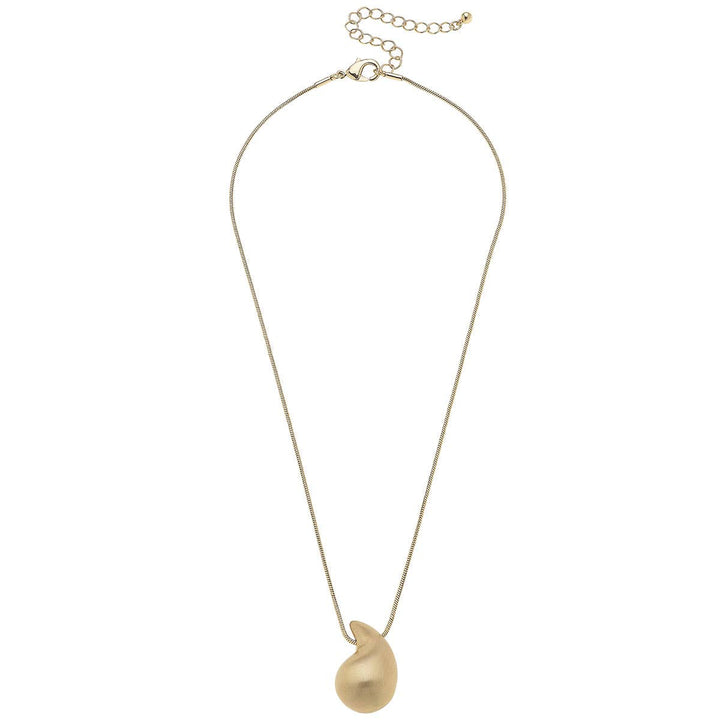Icon Puffed Teardrop Necklace: Satin Gold