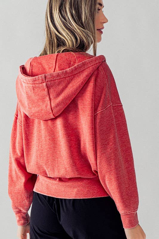 WASHED DOLMAN ZIP UP HOODIE JKT: NATRL
