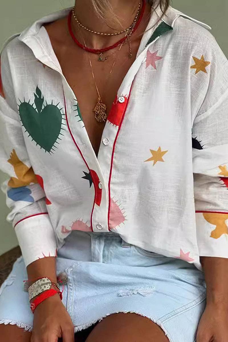 Button-Up Shirt: WHITE / L