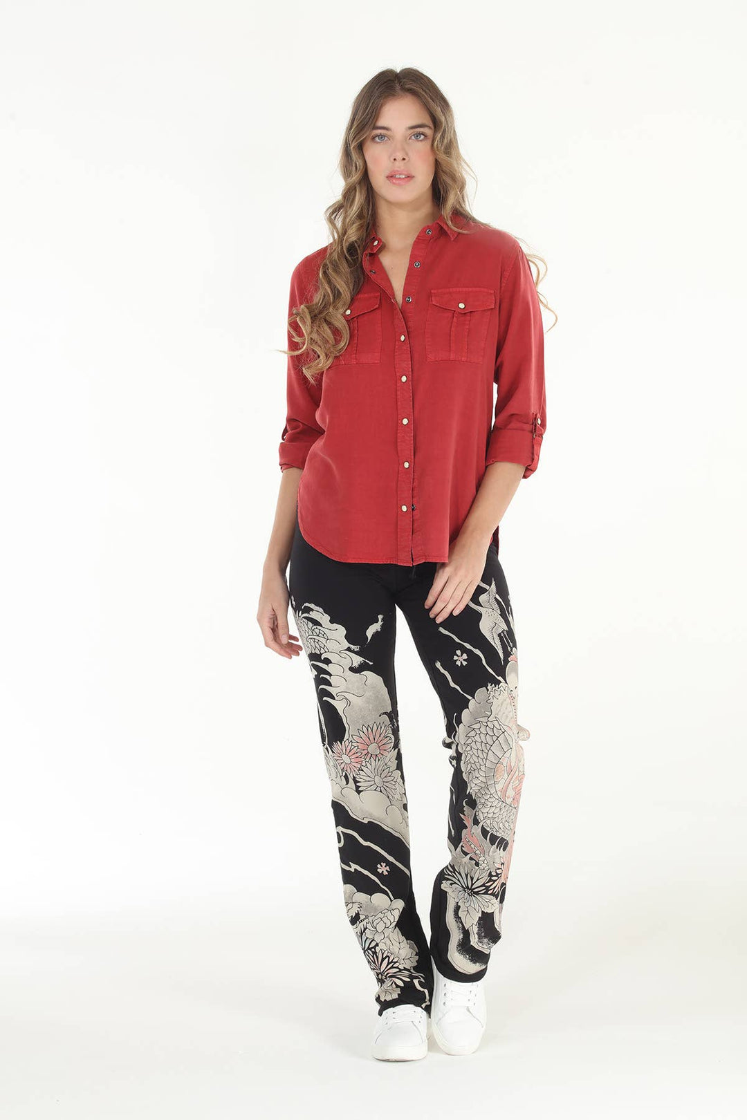 Dragon Print Pant: Charcoal / M