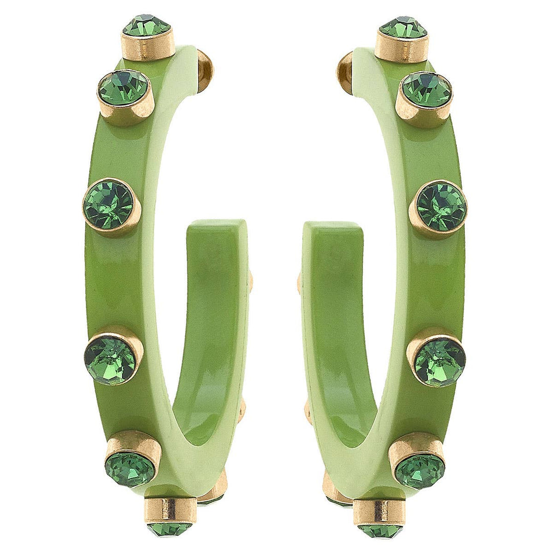 Renee Resin and Rhinestone Hoop Earrings: Cocoa