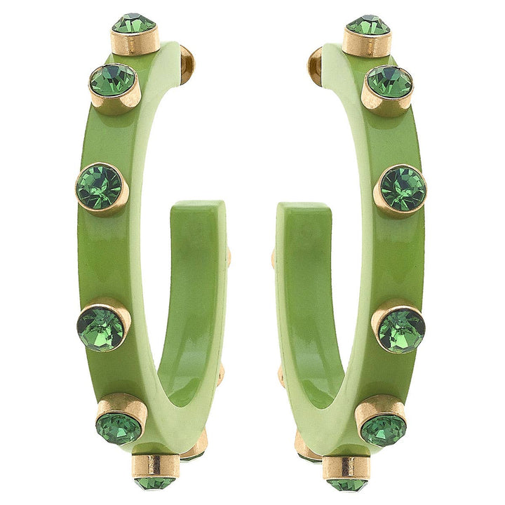 Renee Resin and Rhinestone Hoop Earrings: Cocoa
