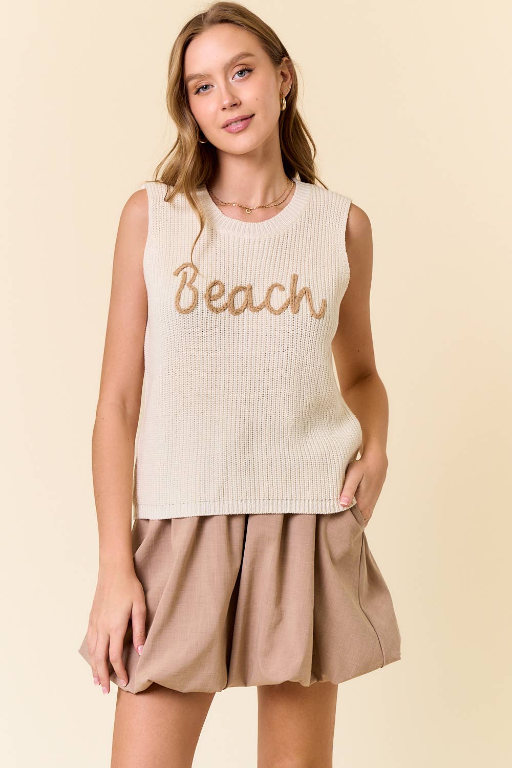 BEACH SWEATER TANK TOP : LT.BLUE / M