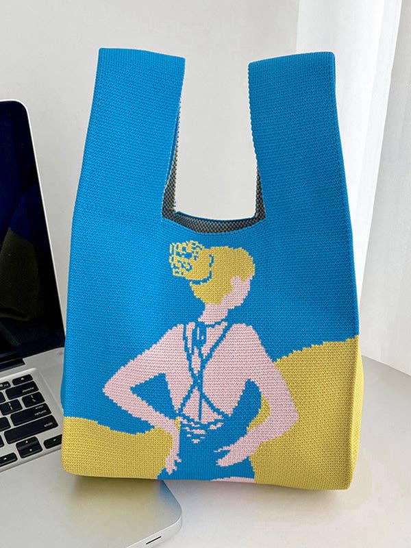 Print Handbag: NAVY BLUE