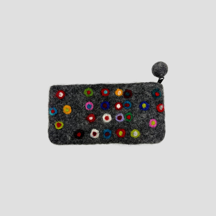 Gray Felt Dotted Coin Purse