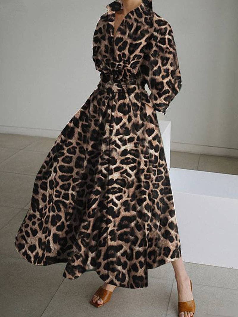 Leopard Print Maxi Dress: LEOPARD / L