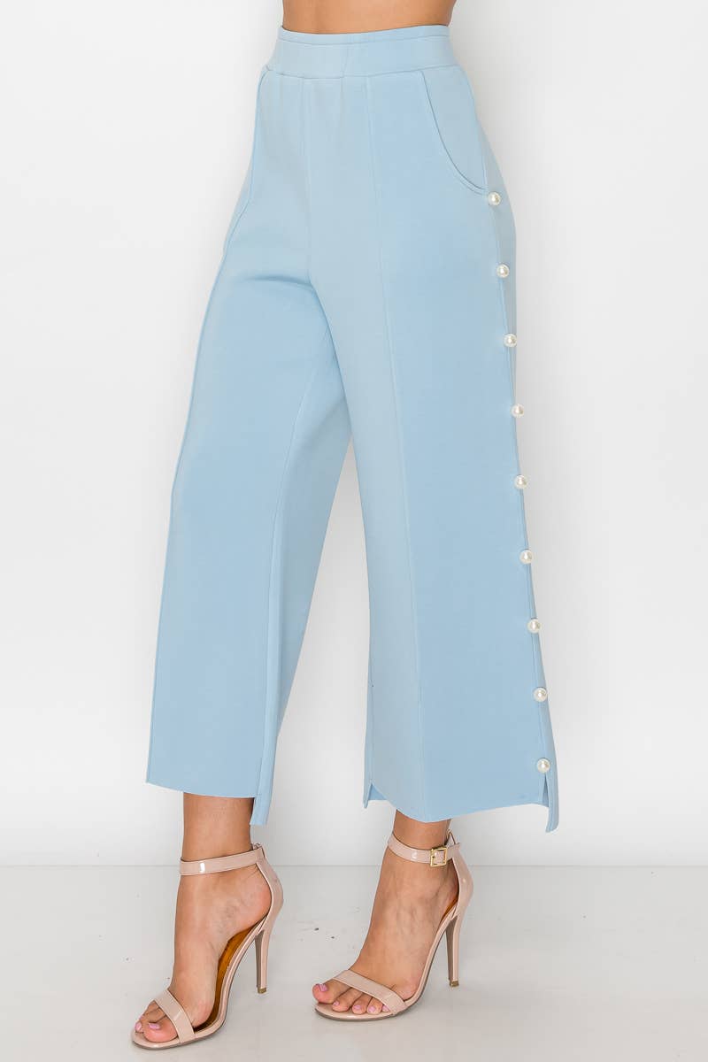 Farrah Scuba Pearl Long Pant: Black/ M