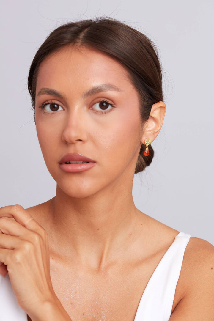 Abigail Earring Gold Plated - Carnelian