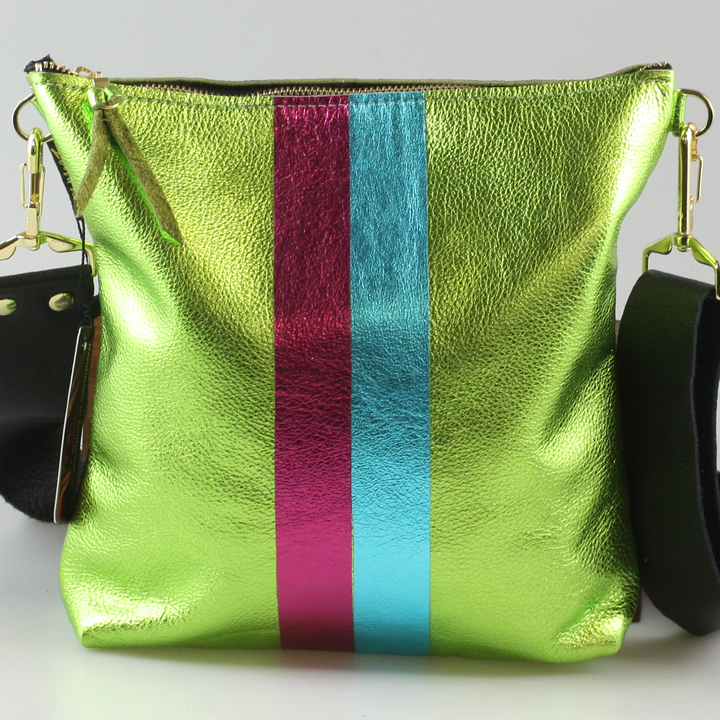 Graham Crossbody: METALLICS!: Gunmetal : Silver/IceBlue
