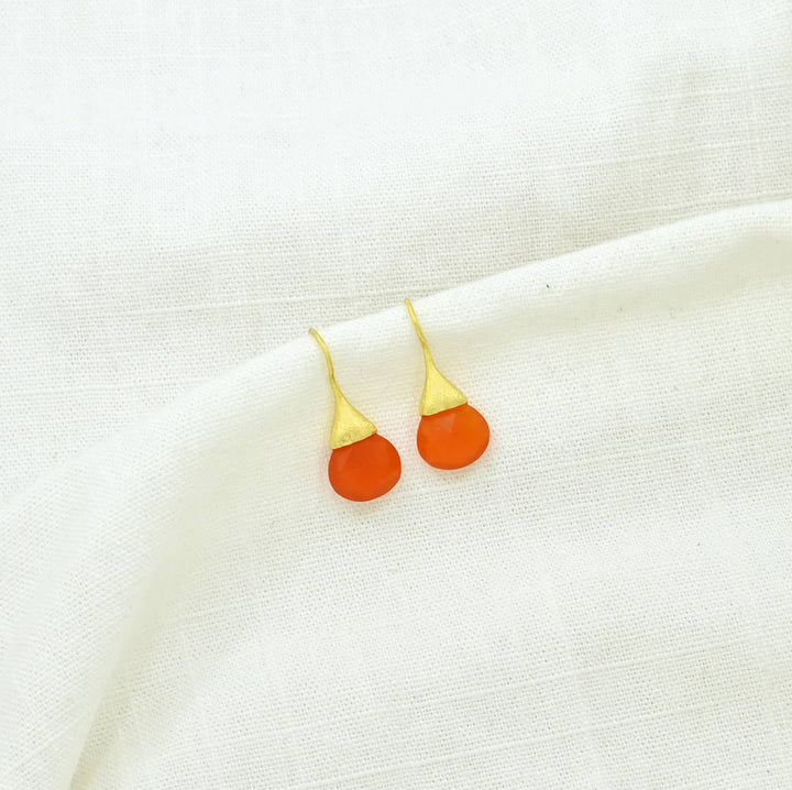Boho Droplet Earrings Gold - Carnelian