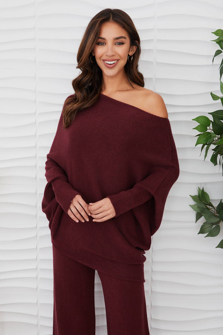 ASYMMETRICAL SWEATER WINE) M/L