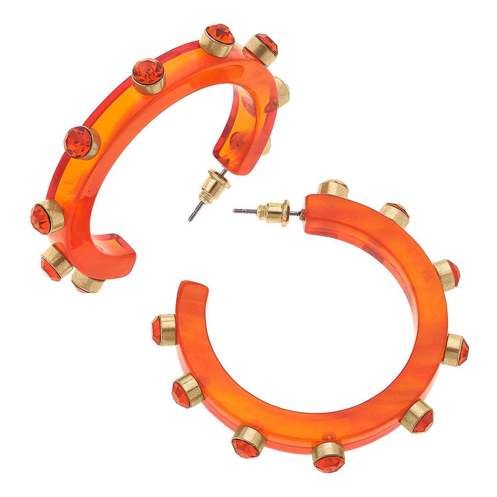 Renee Resin and Rhinestone Hoop Earrings: Cocoa