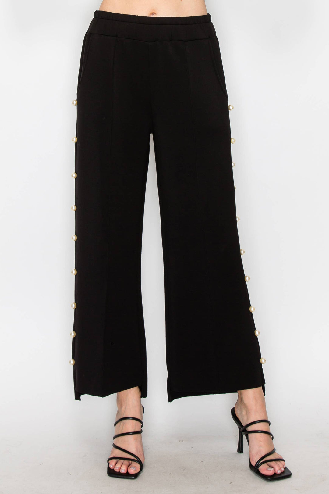 Farrah Scuba Pearl Pant: Black/ L