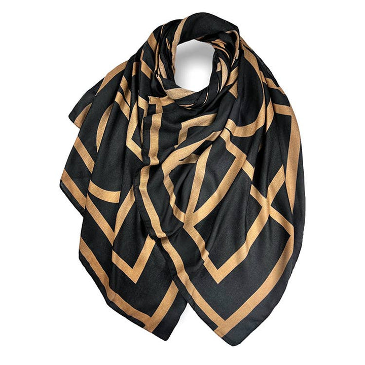 Women's Scarf Geometric : Black