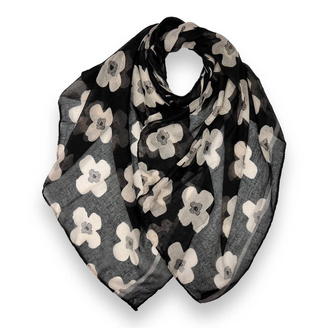 Daisy printed scarf: Navy