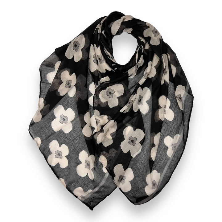 Daisy printed scarf: Navy