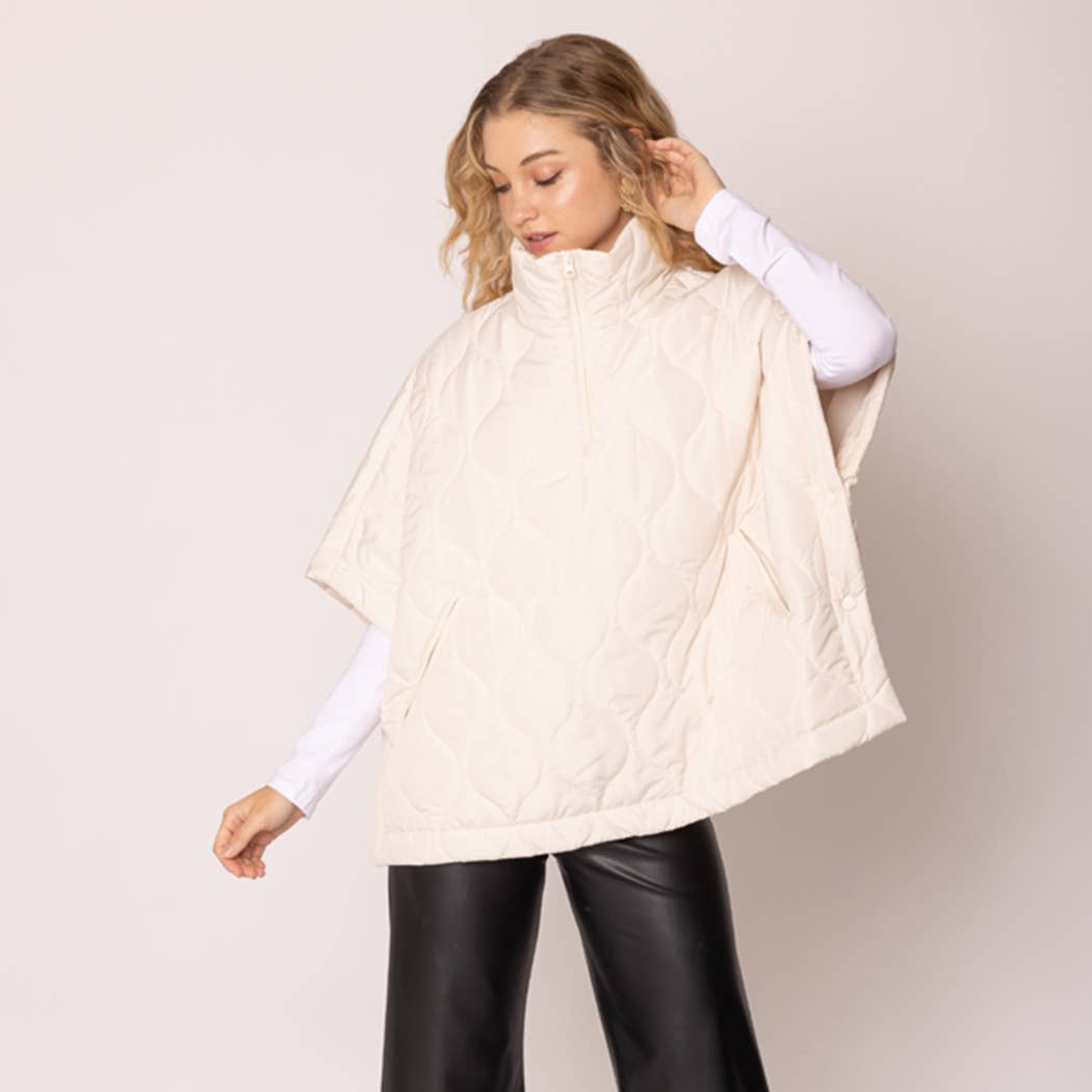 Quilted Cape Poncho Jacket : BGE / O/S