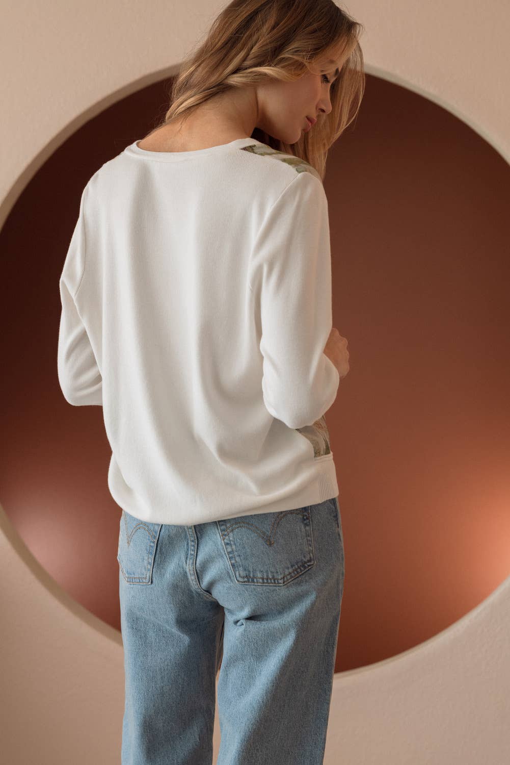 Knitted Print Cardigan: White / XL